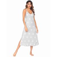 Primavera Verano Mujer Homewear Pijamas Vestido de tirantes Impreso Casa Casual Camisón Mujer - details 17