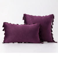 Bonenjoy 1 funda de cojín con borlas, funda de almohada de terciopelo, fundas de almohada de color sólido para decoración de sofá/cama/coche, 30x50/45x45/50x50 - details 14