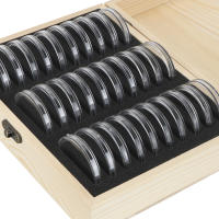 Caja De Almacenamiento Para Monedas De Madera HOOMIN Con Base Ajustable Y Antioxidante Estuche Clásico Ecológico Para Coleccionistas - details 5