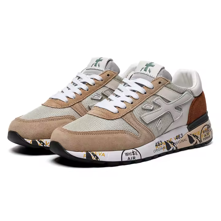 Moda nuevos zapatos masculinos con zapatillas deportivas casuales de cuero retro transpirables de suela gruesa - 1