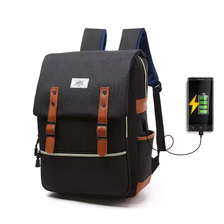 Mochila para hombre con carga USB, bolso para ordenador portátil, mochila escolar para estudiantes, bolso de viaje informal - 1