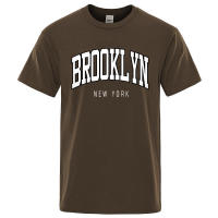 Camiseta holgada informal con letras de Brooklyn de Nueva York para hombre, Top 100% algodón, camiseta de Hip Hop de moda transpirable - details 9