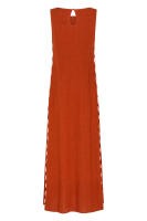 2025 Primavera/Novedad de verano moda Casual sin mangas cuello redondo Color sólido empalme encaje Split vestido de longitud media para mujeres - details 9