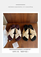 Zapatillas de las mujeres de verano pliegues retorcido fondo plano exterior desgaste sandalias versátil cabeza cuadrada nube media arrastre - details 6