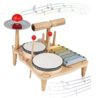 Juego de tambor de madera para niños pequeños, mesa de música de percusión para principiantes, estante de tambor para niños - details 2