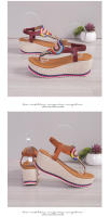 Tamaño grande para mujer, novedad de verano, sandalias coloridas con suela gruesa y tacón con diamantes de imitación - details 16