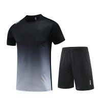 "Traje deportivo de verano para hombre con degradado: camisa de manga corta y pantalones cortos, ropa deportiva" - details 3