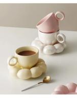 Taza de café de cerámica Macarone Taza de café con Plato Juego de girasol de cerámica nórdica Taza Estilo Ins Taza de avena con leche Decoración de mesa - details 11
