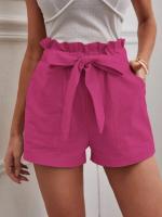Pantalones Cortos de Verano para Mujer Algodón Transpirable, Cintura Elástica con Bolsillo, Color Sólido, Estilo Casual - details 18