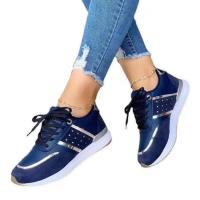 Zapatillas de deporte de plataforma vulcanizadas cómodas y de moda para mujer, zapatos casuales de retazos de cuero, zapatos para correr al aire libre - details 2