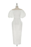 BGTEEVER-vestido ceñido con manga abombada para mujer, prenda elegante con abertura en la cadera, cuello de barco, cintura ajustada, Verano - details 18