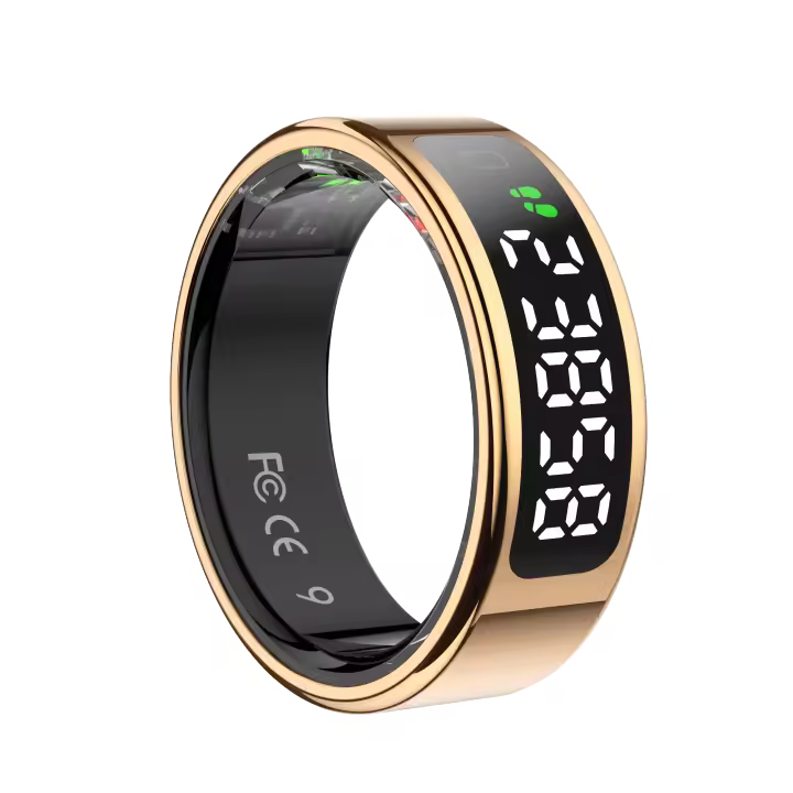 Anillo inteligente SANLEPUS con pantalla OLED: rastrea pasos, frecuencia cardíaca, calorías, sueño y estrés las 24 horas, los 7 días de la semana |   Resistencia al agua hasta 5 ATM |   Carga inalámbrica + aplicación QRing para iOS/Android - 1