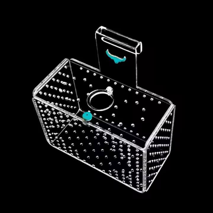 Caja de aislamiento acrílica para pecera, caja de incubación de acuario de montaje en pared de calibre de 3mm con cubierta, caja de cría de peces dorados Betta - 1