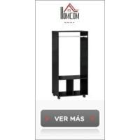 Armario Ropero con Ruedas Armario para Ropa con Barra Estantes Abiertos Organizador para Colgar Ropa de Dormitorio 80x40x128 cm Negro - details 5