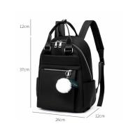 Mochila ligera e impermeable para mujer, bolso de viaje informal, Bola de felpa bonita, color rojo, azul y negro - details 4