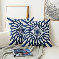 Funda de almohada bordada de algodón azul, cojín de decoración del hogar, bordado geométrico, hilo de ganchillo, sofá, cojín trasero - details 6