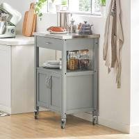 Carrito de Cocina con Ruedas Camarera con Tablero de Acero Inoxidable 60 x 92 x 44 cm ES (Gris) - details 7