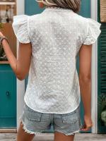 Blusas estéticas sueltas de manga corta con cuello redondo para mujer, camisas blancas de moda de verano - details 5