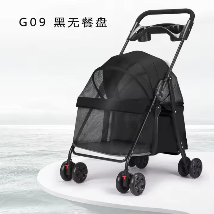 Carrito para mascotas, carrito para perros pequeños y gatos, carrito de peluche ligero y plegable al salir - 1