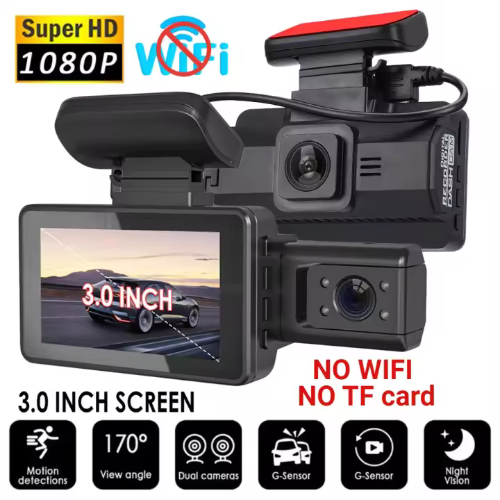 Dash Cam de 3 Canales con WiFi Grabadora de Video de Coche con 2 Lentes - 1