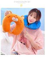 Almohada de felpa en forma de U para niños y adultos, almohada de protección para el cuello con dibujos animados, para conducir, viajar, estudiantes, almuerzo, cojín para siesta - details 10