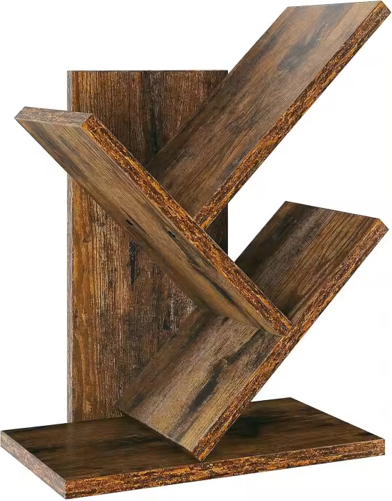 Estantería de árbol, Librería Alta de 6 Niveles Estantería Estrecha de madera con cajones para Sala de Estar, Dormitorio 38×19×112CM Marrón Rústico - 1