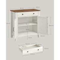 Aparador, Armario de Almacenaje con Cajón, Armario de Cocina con Puertas y Estante Regulable, Estilo Campo, para Salón, Comedor, 40 x 80 x 80 cm, Blanco Rústico y Marrón Miel - details 2