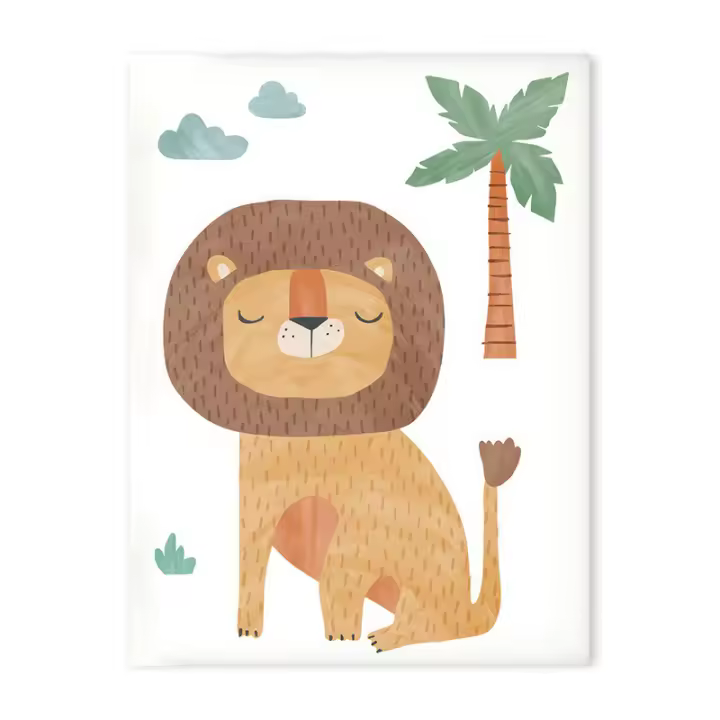 Póster de dibujos animados de animales de la selva, león, elefante, decoración nórdica para habitación de niños, pintura en lienzo para dormitorio de bebé, decoración artística de pared para guardería - 1