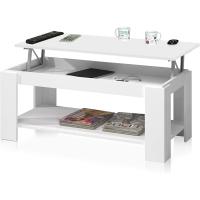 Mesa Centro con Revistero Elegante Acabado en Blanco Artik Medidas: 102 cm (Largo) x 43/54 cm (Alto) x 50 cm (Fondo) - details 0