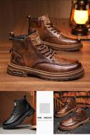 Nuevas botas cortas casuales, zapatos de herramientas negros retro americanos de alta gama para hombres - details 2