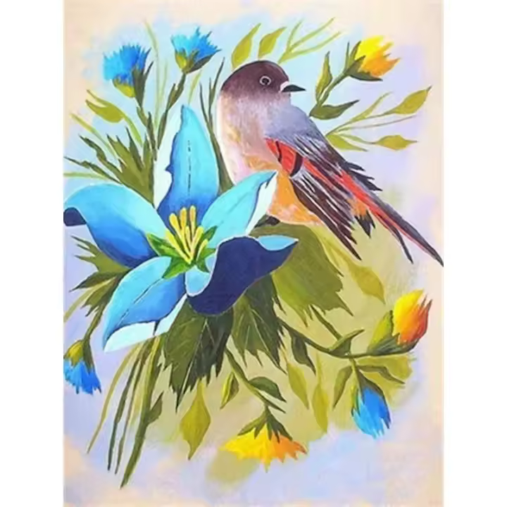 Cuadro de Pintura en Marco Ruopoty con Temas de Aves Animales y Flores Kit de Arte de Pared para Decoración del Hogar Pintura Acrílica en Lienzo Estilo Moderno Tamaño 40x50cm - 1