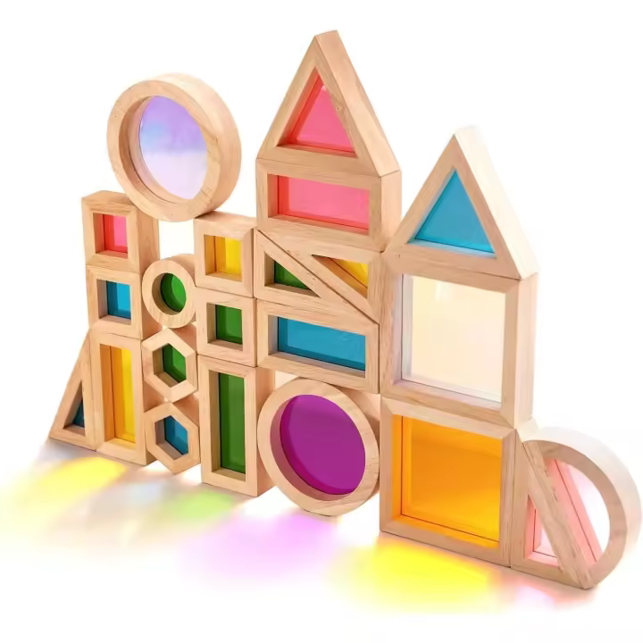 Bloques de Construcción de Arcoíris de Madera Feliz Juego de Apilamiento de 25 Piezas para Niños - 1