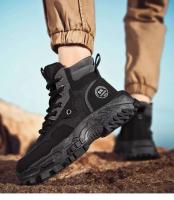 Hombres Estilo Retro Británico High-Top Primavera Transpirable Tobillo Con Cordones Trabajo De Goma Montañismo Al Aire Libre Desierto Combate Ruibarbo - details 2