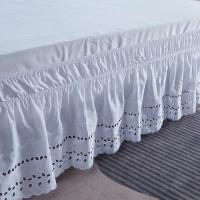 Elegante falda de cama bordada en blanco, resistente a las arrugas y a la decoloración, 15 pulgadas de altura - details 6