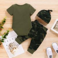 Conjunto de Ropa para Bebé Recién Nacido de 0-18 Meses Mono de Manga Corta con Estampado de Letras, Pantalones de Camuflaje y Sombrero Conjuntos de Verano para Niño Pequeño de 3ud - details 2