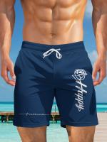 Bañadores de Secado Rápido para Hombre en Azul Marino con Bolsillos - Shorts Casuales de Verano para Playa y Piscina, Estampado Geométrico "PRIMERO", Cintura Elástica - details 2