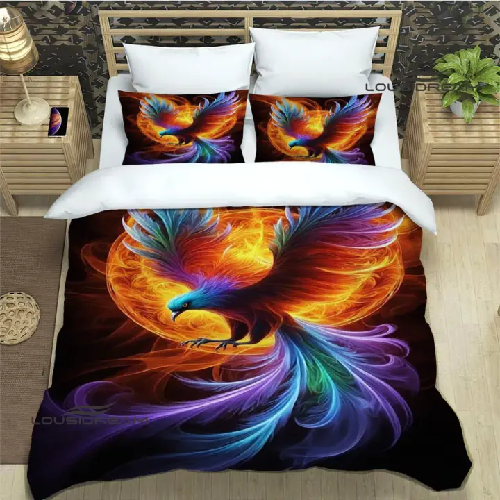 Juego de cama con estampado de Fénix en 3D, funda nórdica, edredón, ropa de cama, regalo de cumpleaños de lujo - 1