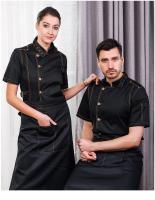 Uniforme de chef de algodón de mezclilla de alta calidad para hombre, ropa de trabajo de panadería de restaurante de cocina, chaqueta con delantal, abrigo de cocinero de servicio de alimentos - details 3