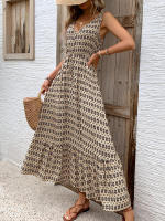 Vestidos de verano para mujer, vestido sin mangas con estampado de rombos - details 4