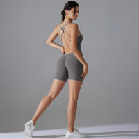 Hamidou-Conjunto de Yoga con espalda descubierta para mujer, Body de Fitness de alta elasticidad, ropa de gimnasio deportiva, Top corto de Fitness, Shockpro - details 40