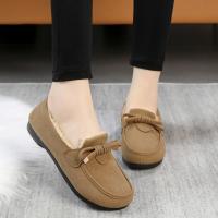 Botas de nieve cálidas para mujer, mocasines informales de felpa, antifrío, con Nudo de mariposa para exteriores, zapatos de algodón para invierno - details 1