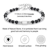 Pulsera de turmalina negra, pulsera de piedras preciosas para hombre y mujer, pulsera de perlas de turmalina de obsidiana auténtica, joyas de acero inoxidable, para elegancia con estilo - details 0