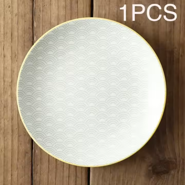 Plato Nórdico Moderno y Creativo de Cerámica Bajo Revestimiento 8 pulgadas de Estilo Occidental para Comidas y Snacks Viste tu Cocina y Comedor - 1
