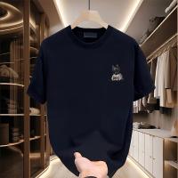 Camiseta Gráfica de Algodón para Hombres Negro Geométrico de Gato con Auriculares - details 6