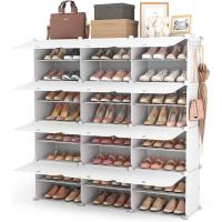 Zapatero de Plástico Portátil 8 Niveles, 32 Pares, Organizador para Armario, Entrada, Dormitorio, Pasillo Blanco, 2 x 8 - details 8