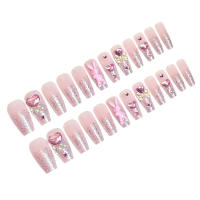 Uñas postizas rosadas con dije de conejo Manicura cómoda para uso profesional en salón de manicura - details 0