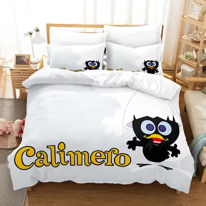 Juego de Ropa de Cama de Calimeros Anime Funda de Edredón, Funda de Almohada, Funda de Cama para Hombres y Mujeres Tamaño Rey y Reina - 1