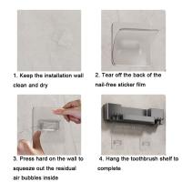 Soporte de plástico para cepillos de dientes, soporte para vasos de enjuague bucal de gran capacidad montado en la pared con tazas, estante de almacenamiento para inodoro que ahorra espacio para el hogar - details 10