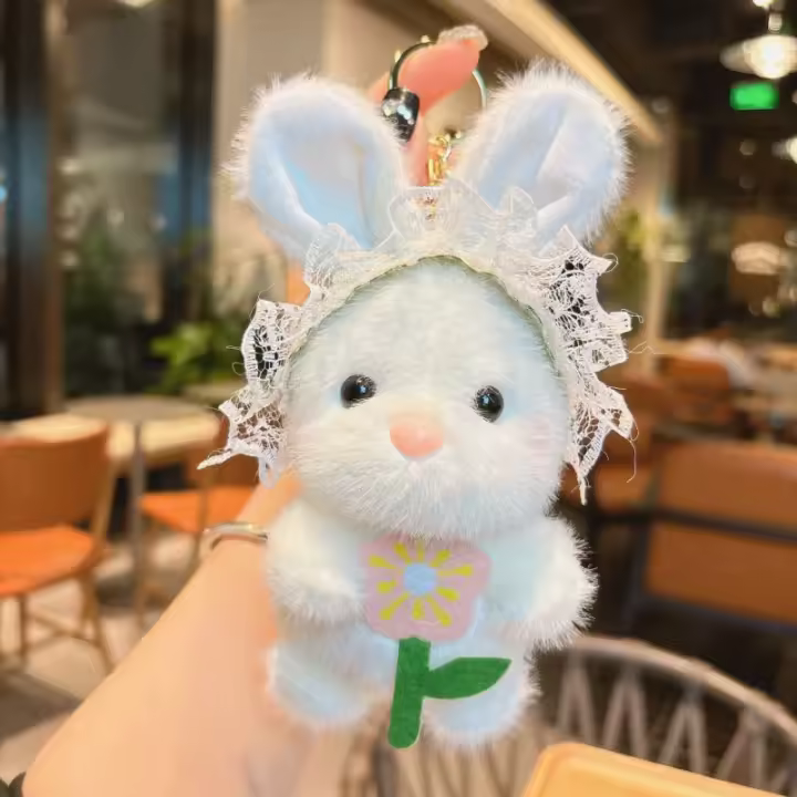 LLavero de peluche de conejo de orejas largas de celebridades de Internet, muñeco de conejito lindo - 1