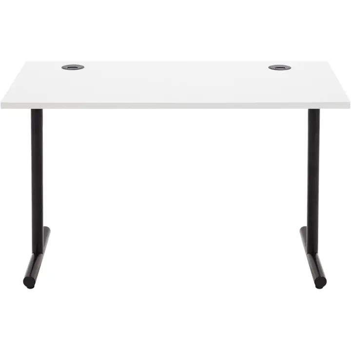 Escritorio simple para oficina en casa, escritorio para PC, parte superior blanca y marco negro, rectangular, fácil de montar, 120 x 60 x 73,6 cm - 1